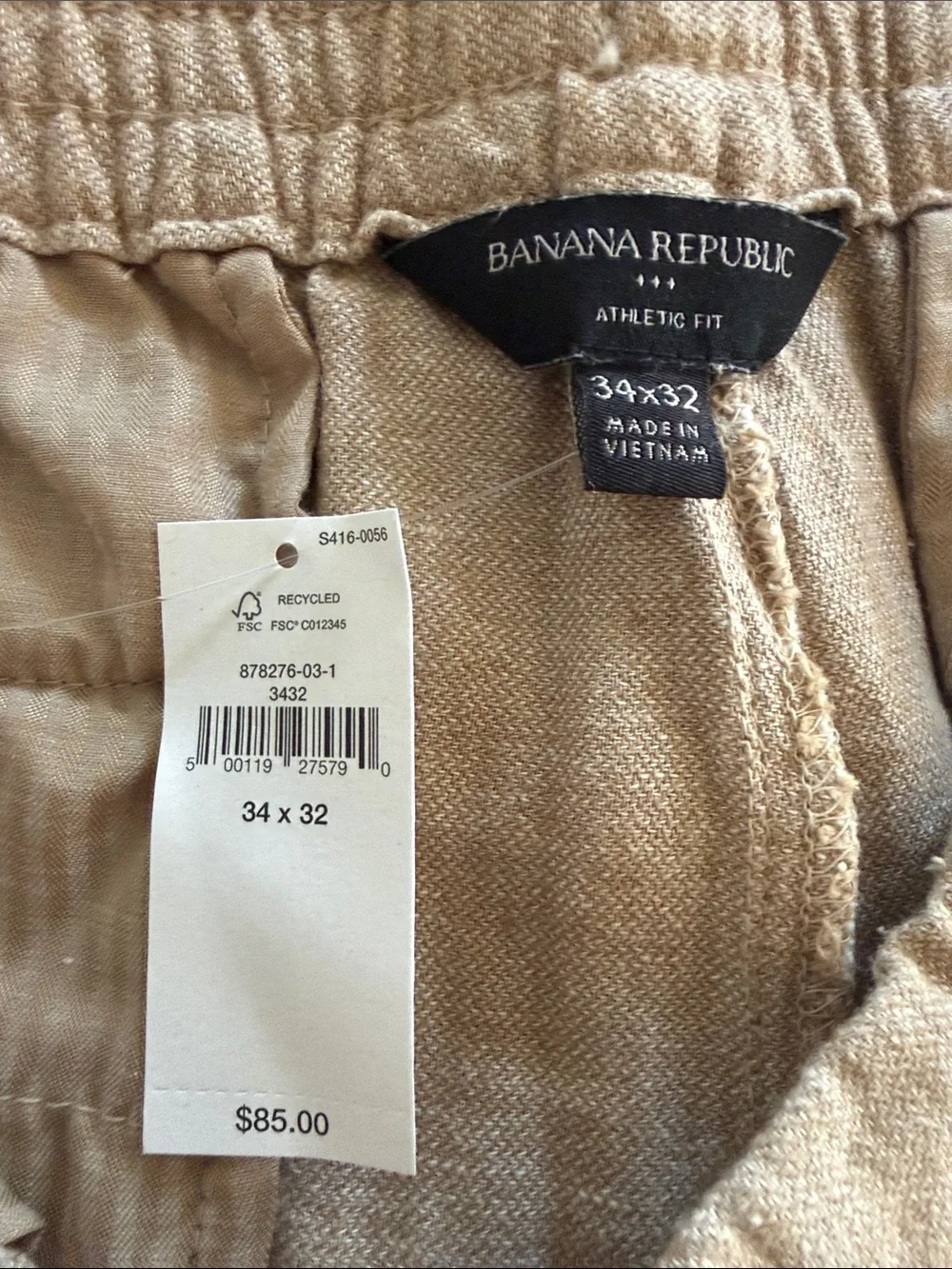 Banana Republic Men's Linen Blend Drawstring Pants in Light Tan